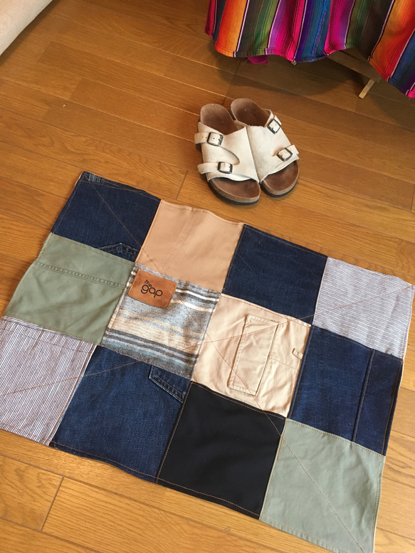 デニムラグ デニムリメイク ハンドメイド 玄関マット カフェ