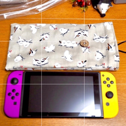 きゅう様専用・Nintendo Switch持ち運びポーチ・シマエナガ小・カーキ 5枚目の画像