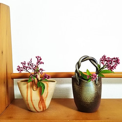 秋の福袋』 備前焼 花かご2個セット 一輪挿し・花瓶・花器 aco