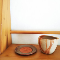 《creema限定セット》備前焼 片口植木鉢と丸い小皿 5枚目の画像