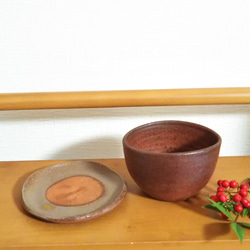 備前焼 楕円植木鉢と小皿 4枚目の画像