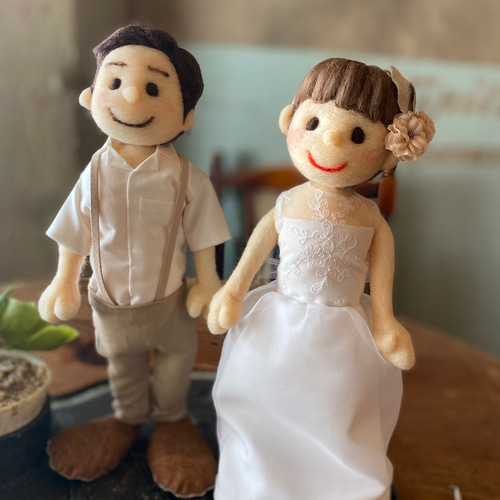 大きめ・ふんわり優しい雰囲気のウェルカムドール 羊毛フェルト