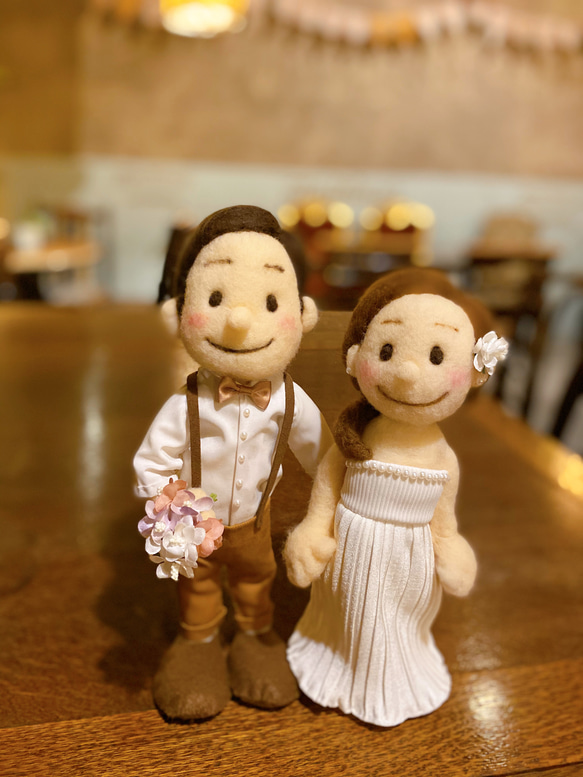 ほっこりウェディングドール(A) 羊毛フェルト ウェルカムドール 羊毛