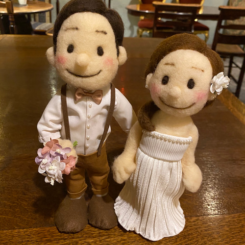 ほっこりウェディングドール(A) 羊毛フェルト ウェルカムドール 羊毛