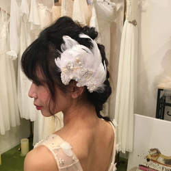 【刺繍シリーズ・ホワイトフェザーヘッドドレス】 5枚目の画像