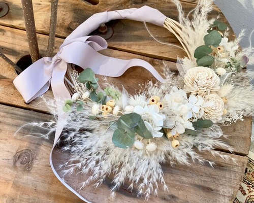 リースブーケ ホワイトリースブーケ・パンパスグラス/ブーケ&ブートニア