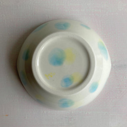 【SALE】水玉模様　ドット　陶器　小鉢　小皿　水色 3枚目の画像