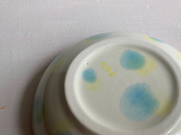 【SALE】水玉模様　ドット　陶器　小鉢　小皿　水色 4枚目の画像