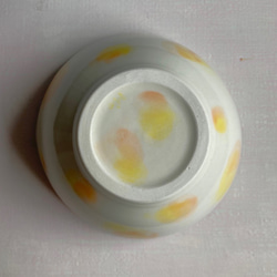 【SALE】水玉模様　ドット　陶器　ボウル　スープ　オレンジ 3枚目の画像