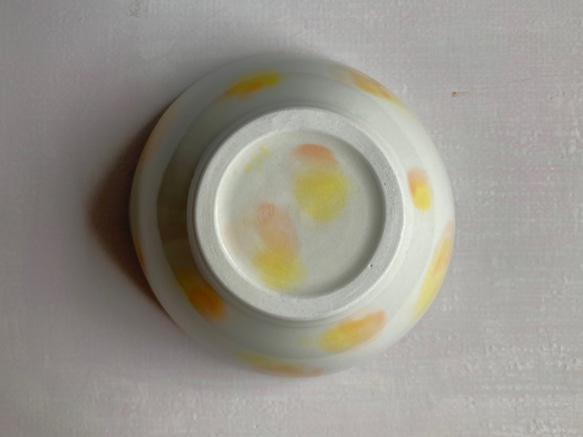 【SALE】水玉模様　ドット　陶器　ボウル　スープ　オレンジ 3枚目の画像