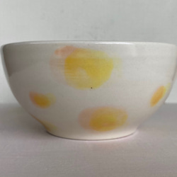 【SALE】水玉模様　ドット　陶器　ボウル　スープ　オレンジ 5枚目の画像