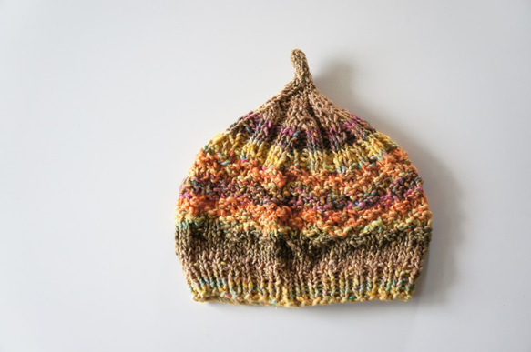 1点限定！ 新作！野呂英作毛糸使用どんぐりニット帽子 手編み