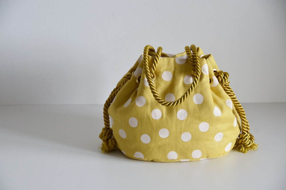 新作! リネン ドットマリンバッグ イエロー