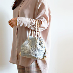 新色！限量版 Toile de Jouy Marine Bag 灰色（Toile de Jouy） 也適合成年儀式、日式服裝、畢 第4張的照片