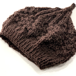 新作!! ウール手編みどんぐり帽子　ブラウン　フリーサイズ　プチギフト 2枚目の画像