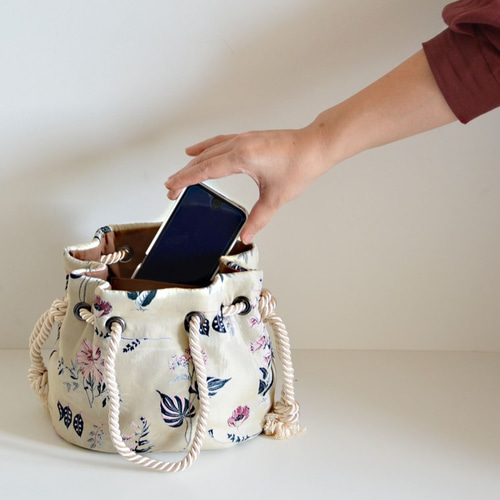 イタリア製 ハイクラスジャガード パープルフラワーマリンバッグ 新品