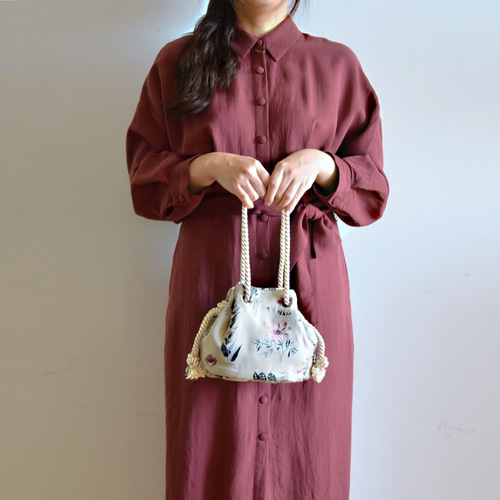 イタリア製 ハイクラスジャガード パープルフラワーマリンバッグ 新品