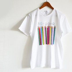 セット購入でお得　PaPaとKidsのおそろい色えんぴつTシャツセット 親子リンクコーデ ホワイト【夏の福袋】父の日にも 3枚目の画像