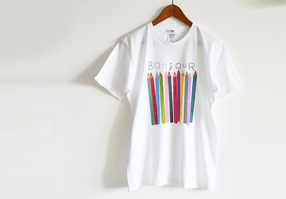 セット購入でお得　PaPaとKidsのおそろい色えんぴつTシャツセット 親子リンクコーデ ホワイト【夏の福袋】父の日にも 3枚目の画像