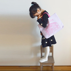 《選べるサイズ》レッスンバッグ ストライプパープル 「leçon」　入園入学グッズ・絵本袋・お習い事に　名入れ無料　 2枚目の画像