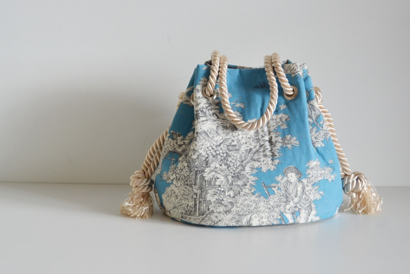 トワルドジュイ サテンロープ マリンバッグ ブルー（Toile de
