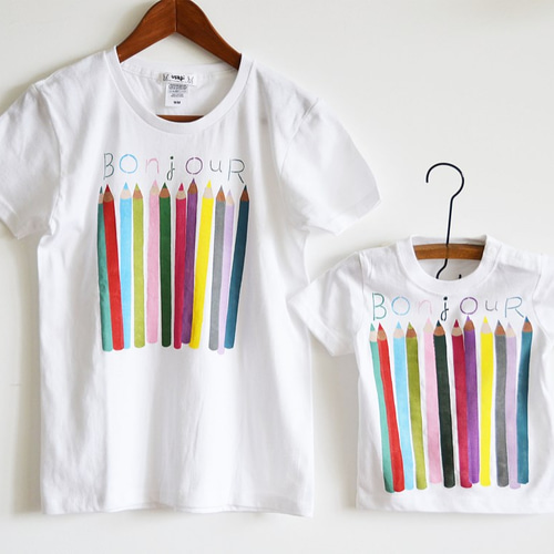 親子お揃いTシャツセット ”色えんぴつ” Tシャツ ベーシックタイプ  