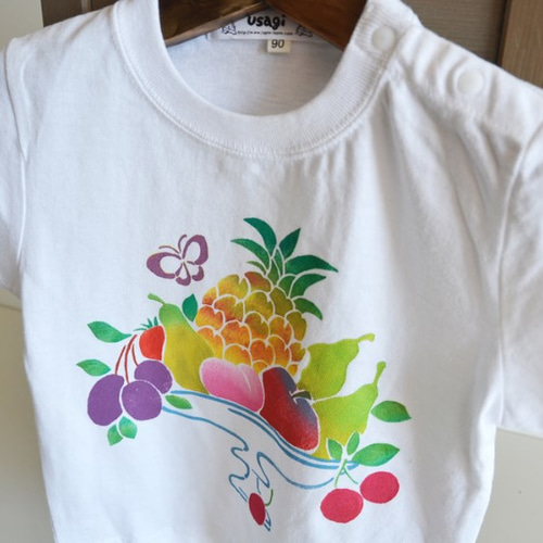 名入れ無料 子供用Tシャツ【フルーツ】 ホワイト 子供服 Somei et Miai 