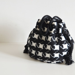 限量義大利製造 Monotone 千鳥格花式花呢 Marine Bag 黑色 完美搭配正式場合 第4張的照片