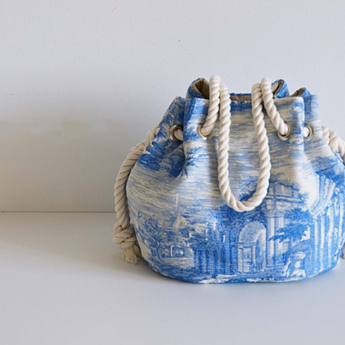 トワルドジュイ　バッグ トワルドジュイ ジャガード マリンバッグ ブルー（Toile de Jouy