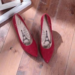 Cinderella-熱戀薔薇紅-尖頭真皮高跟鞋 第1張的照片