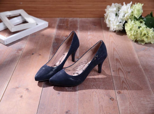 Cinderella-静かな青ブランド - 尖った革ハイヒールの靴 4枚目の画像