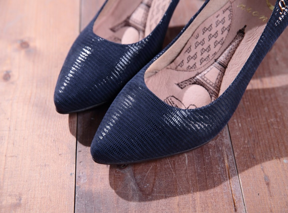 Cinderella-静かな青ブランド - 尖った革ハイヒールの靴 9枚目の画像