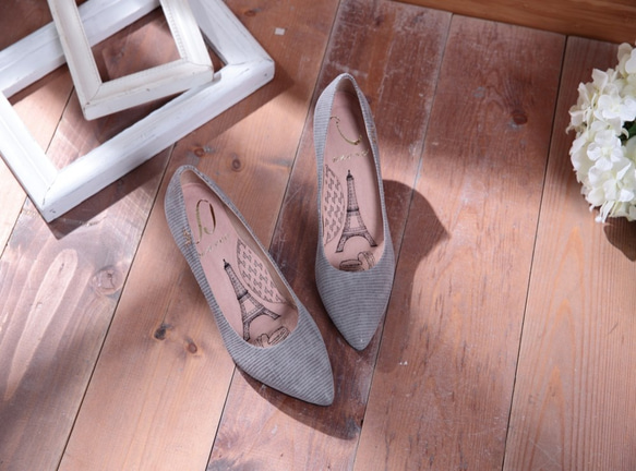 Cinderella-知的フォググレー - 革ハイヒールの靴を指摘しました 1枚目の画像