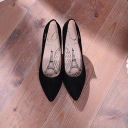 Cinderella-贅沢な輝きブラック - 革ハイヒールの靴を指摘しました 2枚目の画像