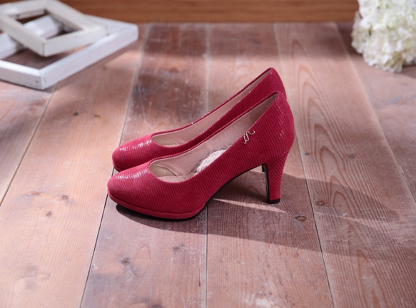 Bella-ファッション赤 - マイクロ革ハイヒールの靴を指摘しました 1枚目の画像