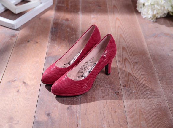 Bella-ファッション赤 - マイクロ革ハイヒールの靴を指摘しました 2枚目の画像
