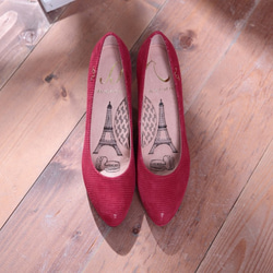 Bella-時尚紅-微尖頭真皮高跟鞋 第4張的照片
