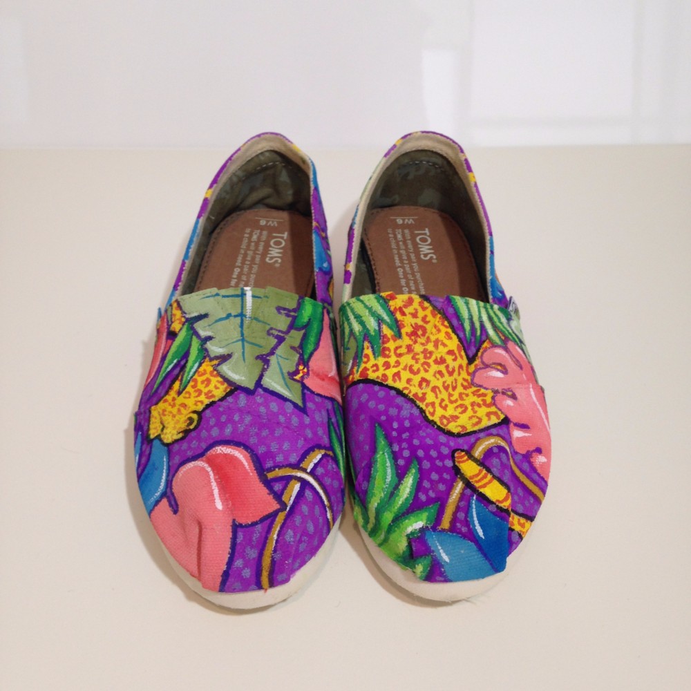 一点物TOMS×PEDコラボアート スリッポンシューズ　チーター（レディースサイズ）