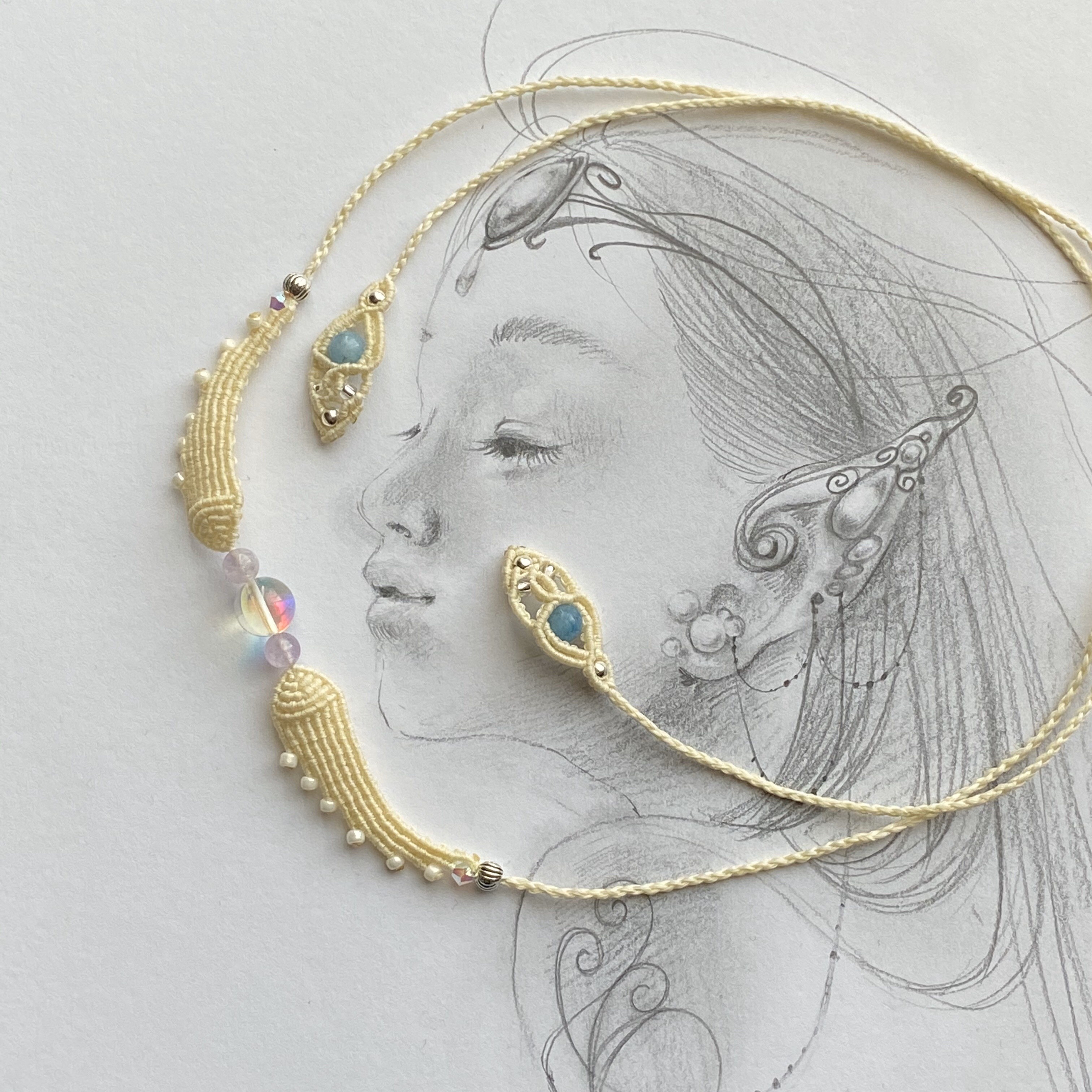 アメジストの森、ルナの翼… 完璧な翼のマクラメペンダント 7,100円