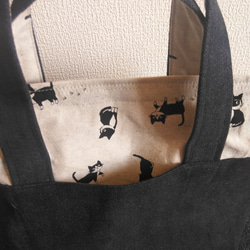 黒猫モチーフの帆布トートバッグ　 3枚目の画像