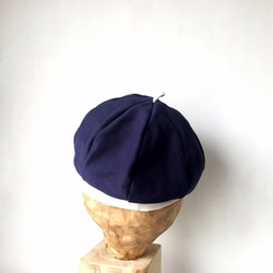 春SALE!｛30％OFF｝Cootonknit-Beret / Navy×Ivoryコットン天竺 春夏ベレー 2枚目の画像