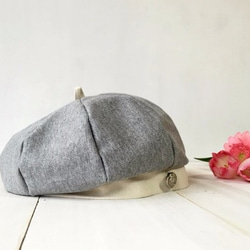 Cootonknit-貝雷帽/×灰色象牙棉布春夏貝雷帽 第1張的照片