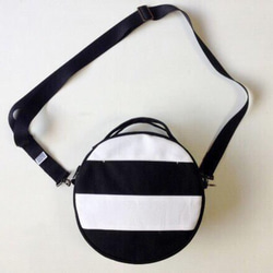 SALE！！　DOT LINE BAG| BLACK×WHITE 帆布ショルダー 4枚目の画像