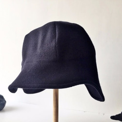 DEERCAP | AIRY KERSEY NAVY ふんわりウールの耳あて付き帽子 2枚目の画像