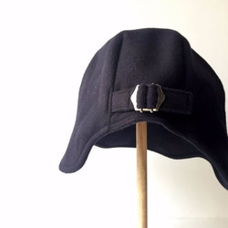 DEERCAP | AIRY KERSEY NAVY ふんわりウールの耳あて付き帽子 3枚目の画像