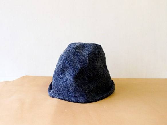 HELMA HAT | FLANNEL DENIM 赤耳セルビッチ起毛デニム 折り返しハット【M：56~59cm】 1枚目の画像