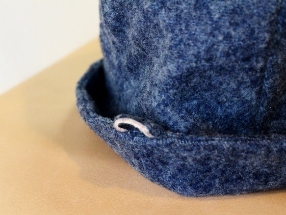 HELMA HAT | FLANNEL DENIM 赤耳セルビッチ起毛デニム 折り返しハット【M：56~59cm】 3枚目の画像