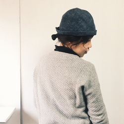 HELMA HAT | FLANNEL DENIM 赤耳セルビッチ起毛デニム 折り返しハット【M：56~59cm】 9枚目の画像