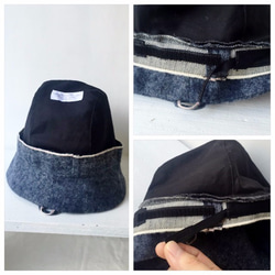 HELMA HAT | FLANNEL DENIM 赤耳セルビッチ起毛デニム 折り返しハット【M：56~59cm】 7枚目の画像