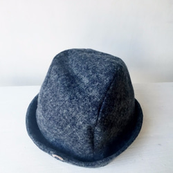 HELMA HAT | FLANNEL DENIM 赤耳セルビッチ起毛デニム 折り返しハット【M：56~59cm】 6枚目の画像